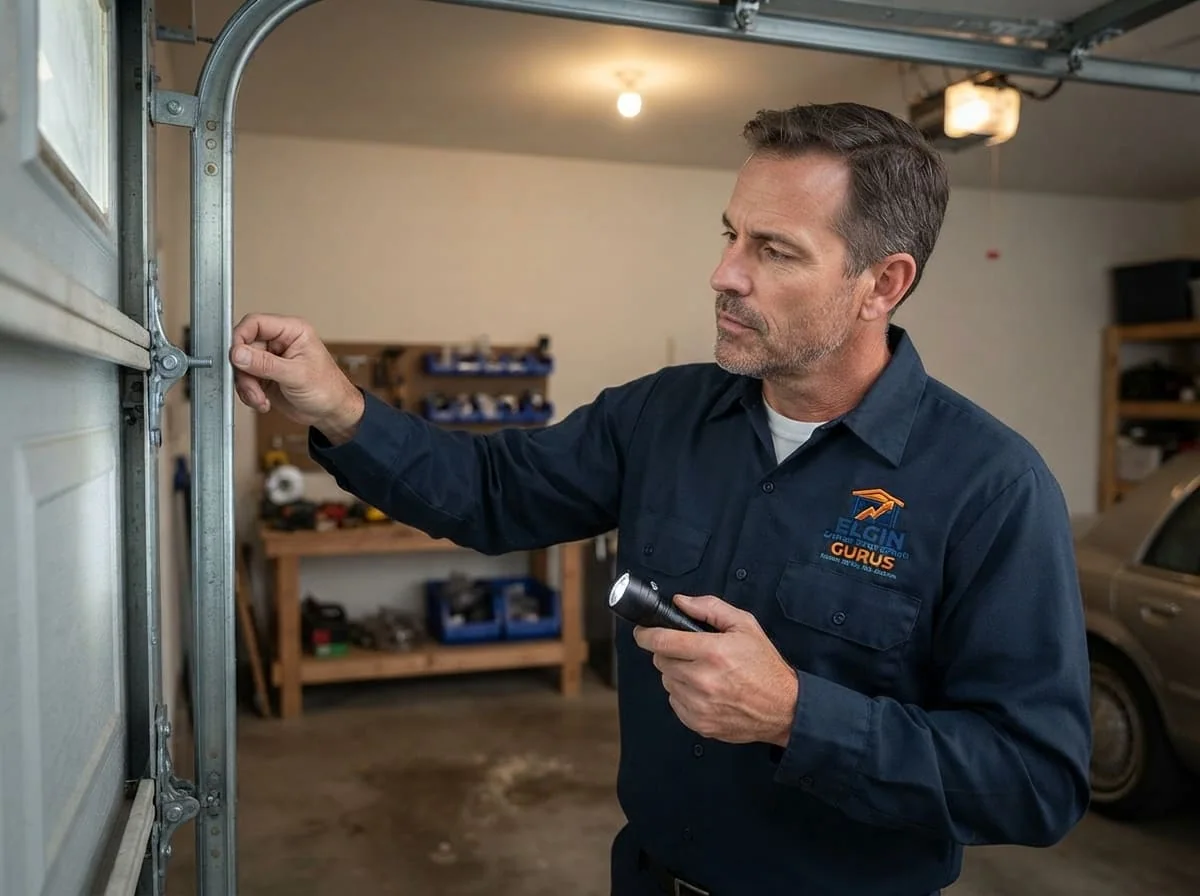 Emergency Garage Door Repair in Elgin, IL Technician responding to an emergency garage door call in Elgin, IL